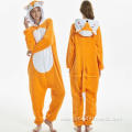 cute woman flannel one piece hooded pajamas sleepwear